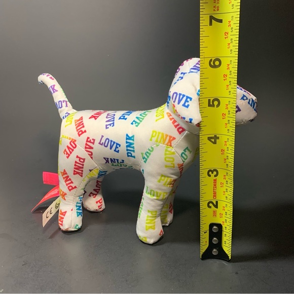 PINK by Victoria's Secret White Dog Rainbow Love and Graffiti Plush Dog Lot of 2 - Picture 8 of 13